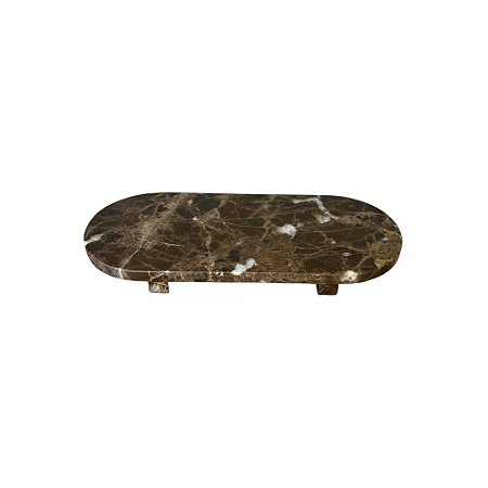 BANDEJA OVAL EM MÁRMORE MARROM IMPERIAL L35CM X A03CM X P15CM