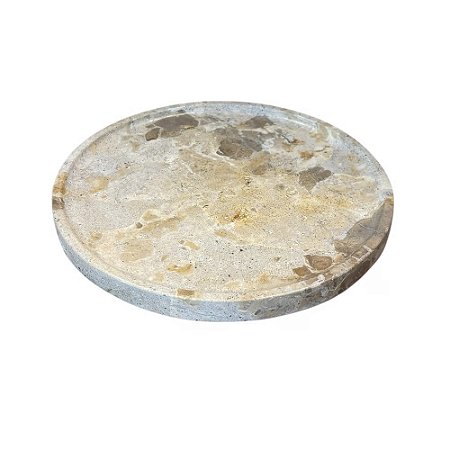 BANDEJA REDONDA EM MÁRMORE CREMA IMPORTADA D25CM X A02CM