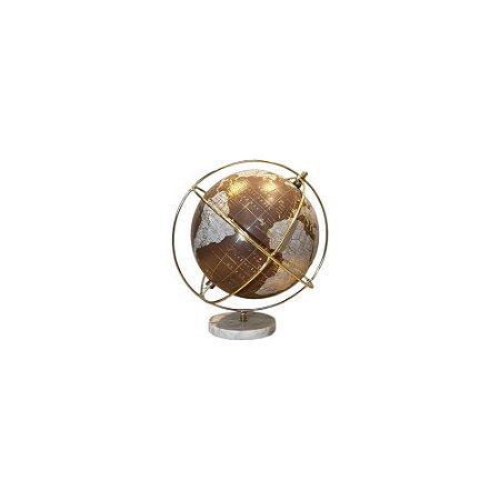 GLOBO TERRESTRE MOCHA MOUSSE COM BASE EM MÁRMORE D25CM X A27CM