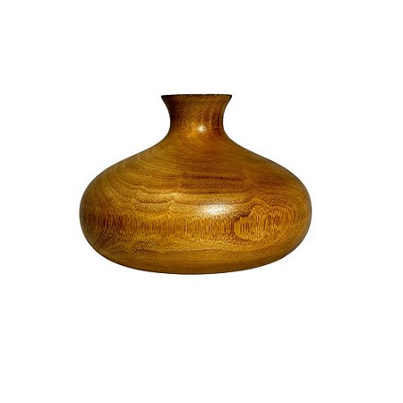 VASO EM MADEIRA WOODEN PEQUENO IMPORTADO D17CM X A13CM