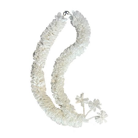COLAR DECORATIVO IMPORTADO INDONÉSIA FLORAL BRANCO D30CM X A60CM