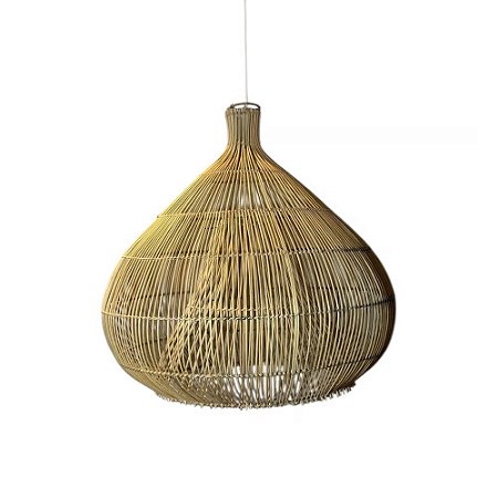 LUMINÁRIA PENDENTE FIBRA IMPORTADA EM RATTAN DENPASAR  D60CM X A55CM