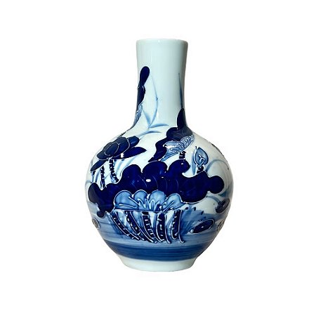 POTICHE ANTIQUÁRIO ARTESANAL EM CERÂMICA PINTADO A MÃO BUNGA D14CM X A15CM