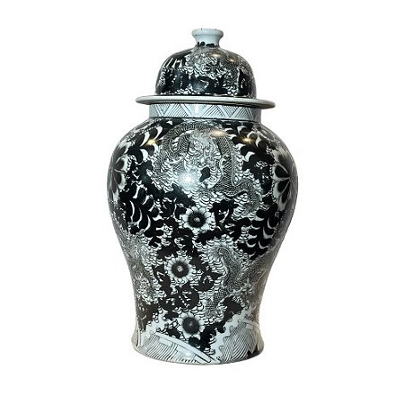 POTICHE ANTIQUÁRIO ARTESANAL EM CERÂMICA PINTADO A MÃO JIWA D14CM X A15CM