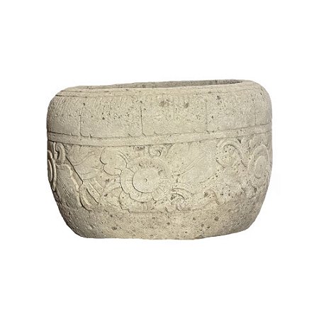 VASO BALI EM PEDRA ESCULPIDA BARONG  D100CM X A60CM