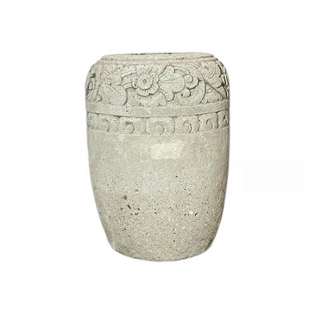 VASO BALI EM PEDRA ESCULPIDA PADMA D55CM X A80CM