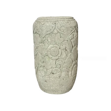 VASO BALI EM PEDRA ESCULPIDA RANGDA D50CM X A90CM