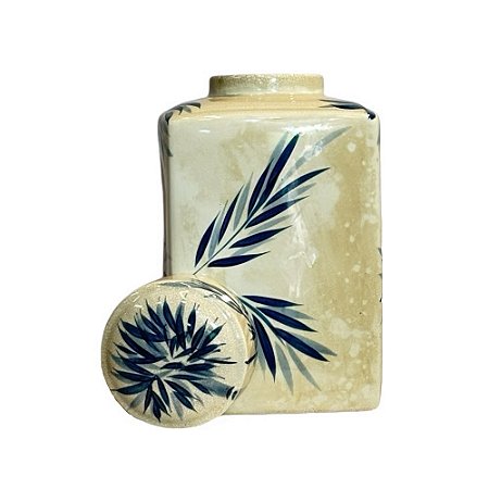 POTICHE IMPORTADO PORCELANA AZUL E BRANCA ALBERO GRANDE D24CM X A48CM