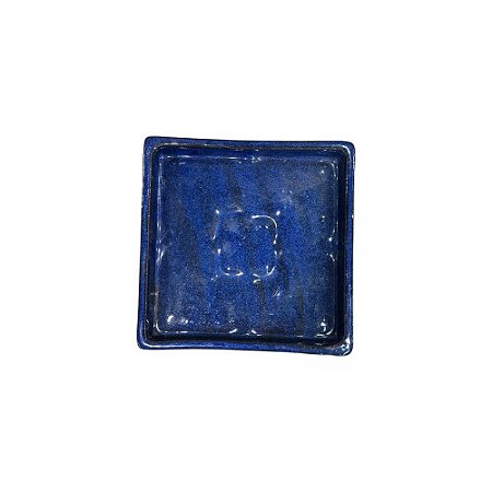 BANDEJA EM CERÂMICA QUADRADA ESMALTADA IMPORTADA AZUL D17CM X A05CM