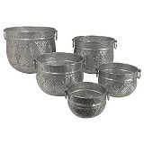 D CJ. DE CACHEPOTS - 5 PCS EM ALUMINIO PRATEADO G: 40,6CM | M: