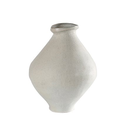 VASO DECORATIVO EM CERAMICA BRANCO COM DETALHES BEGE