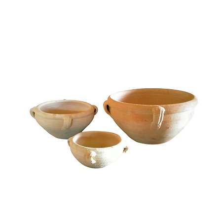 CJ DE VASOS MARROQUINO CERAMICA AREIA COM ROSA 3PCS