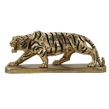 TIGRE DECORATIVO DE RESINA DOURADO E PRETO