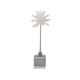 PEÇA DECORATIVA DE CRISTAL E METAL BRANCA DOURADA E TRANSPARENTE