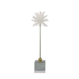 PEÇA DECORATIVA DE CRISTAL E METAL BRANCA DOURADA E TRANSPARENTE