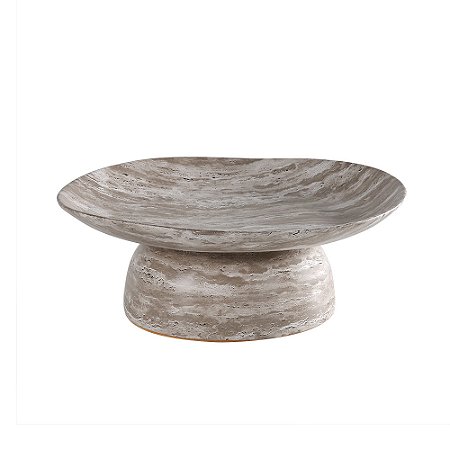 CENTRO DE MESA DECORATIVO EM CERAMICA CINZA MARMORIZADO