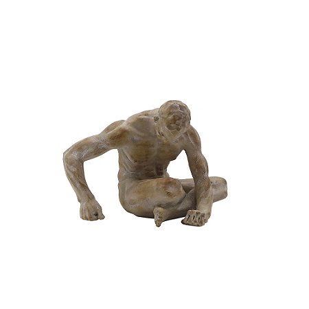 PECA DECORATIVA HOMEM SENTADO EM RESINA BEGE