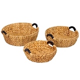 CONJ DE CESTOS DE JACINTO NATURAL - 3 PCS