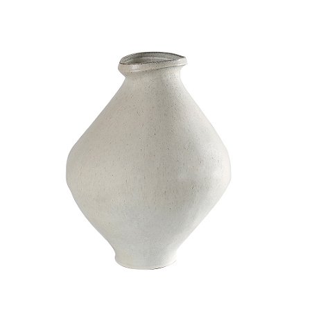 VASO DECORATIVO EM CERAMICA BRANCO COM DETALHES BEGE
