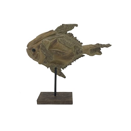 PEIXE DECORATIVO EM RESINA MARROM