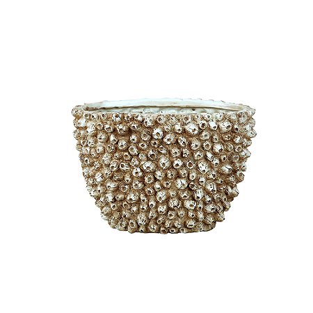 VASO DECORATIVO EM RESINA BEGE