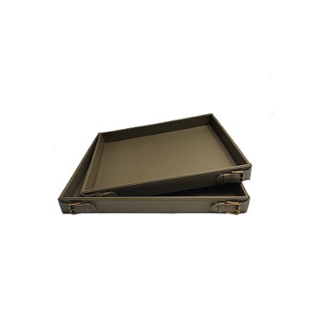 CJ DE BANDEJAS EM COURO SINTETICO VERDE 2PCS