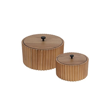 CJ. DE CAIXAS DECORATIVAS EM MADEIRA 2PCS