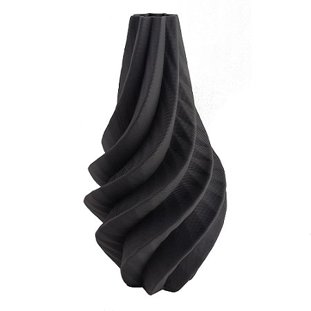 VASO DECORATIVO EM CERAMICA PRETO 3D 18CM X 18CM X 35,5CM
