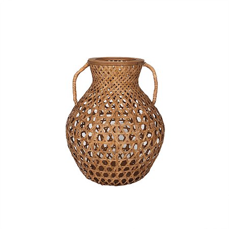 VASO DECORATIVO TRAMADO COM ALCA EM BAMBU