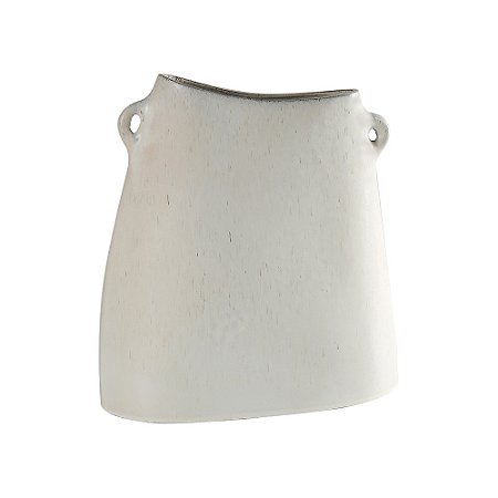 VASO DECORATIVO COM ALCA EM CERAMICA BRANCO COM DETALHES BEGE