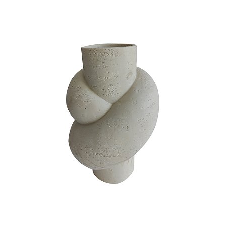 VASO DECORATIVO EM RESINA BEGE TEXTURIZADO