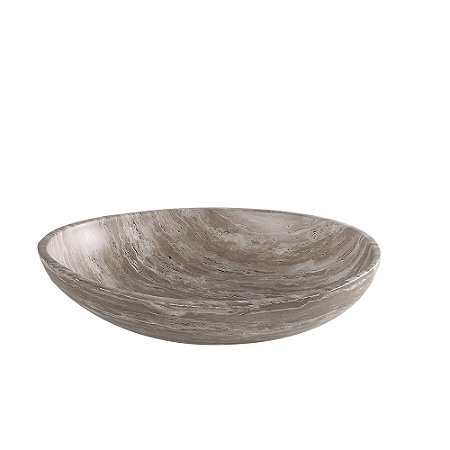 CENTRO DE MESA DECORATIVO EM CERAMICA CINZA MARMORIZADO