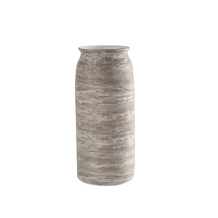 VASO DECORATIVO EM CERAMICA CINZA MARMORIZADO