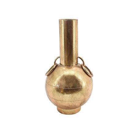 VASO DECORATIVO COM ALCA EM METAL DOURADO