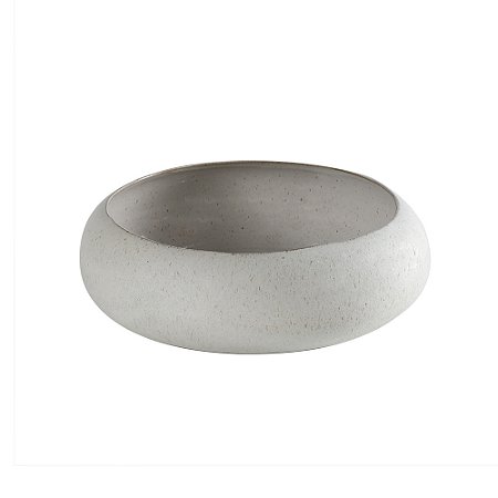 CENTRO DE MESA EM CERAMICA BRANCO COM DETALHES BEGE