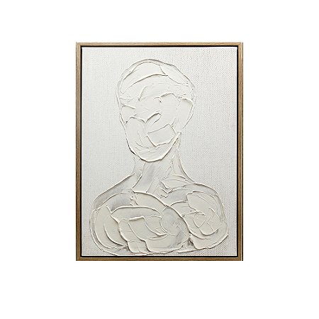 QUADRO DECORATIVO COM DETALHES EM RELEVO BRANCO