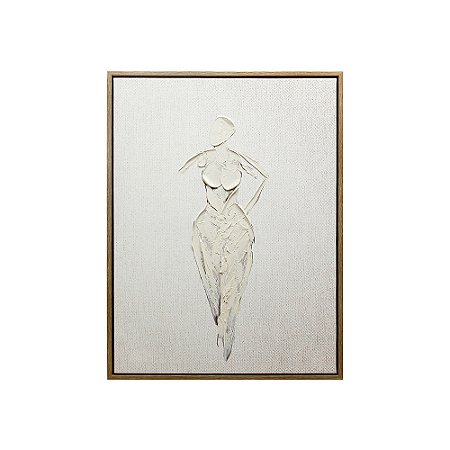 QUADRO DECORATIVO COM DETALHES EM RELEVO BRANCO