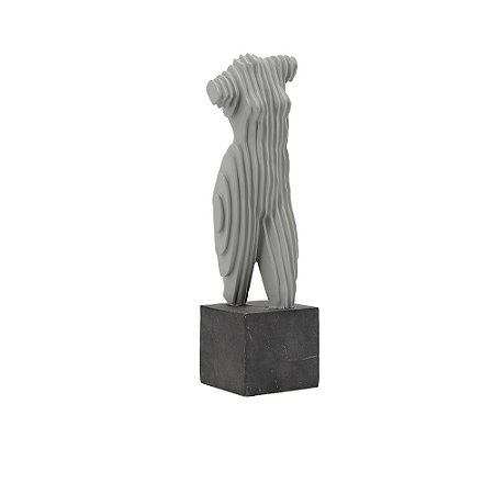 PECA DECORATIVA MULHER COM EM RESINA CINZA