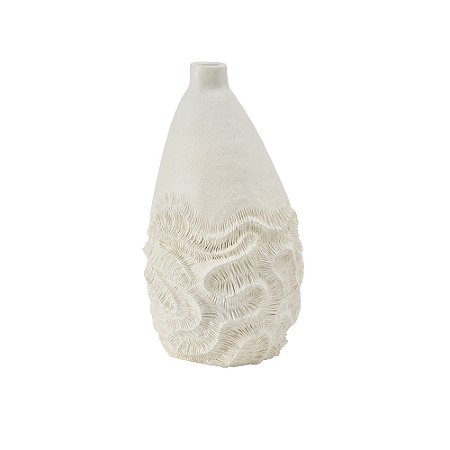 VASO DECORATIVO TEXTURA CORAL EM RESINA BRANCO