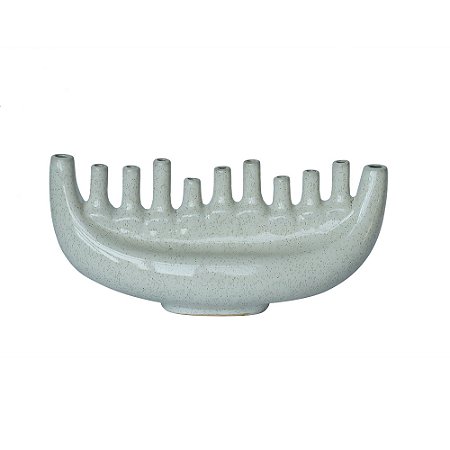 VASO DECORATICO EM CERAMICA BRANCO BRILHO