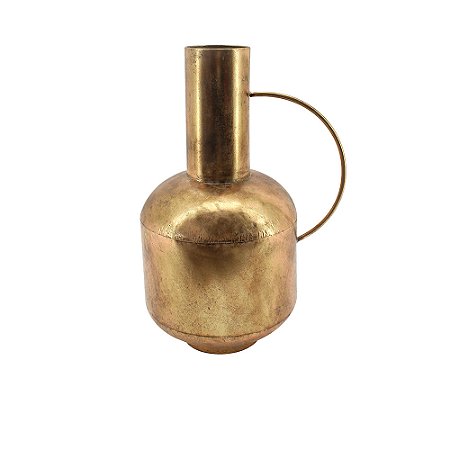 VASO DECORATIVO COM ALCA EM METAL DOURADO