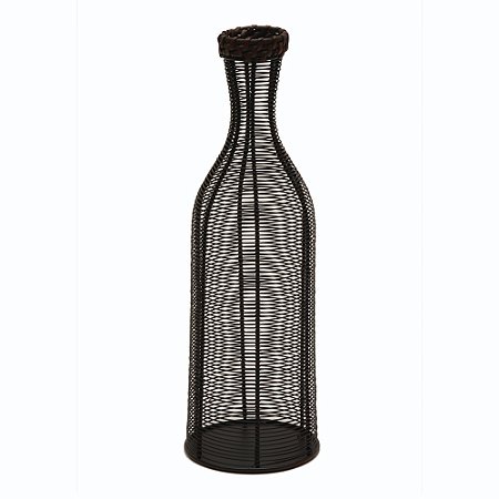 GARRAFA DECORATIVA DE FERRO E RATTAN