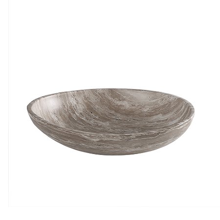 CENTRO DE MESA DECORATIVO EM CERAMICA CINZA MARMORIZADO