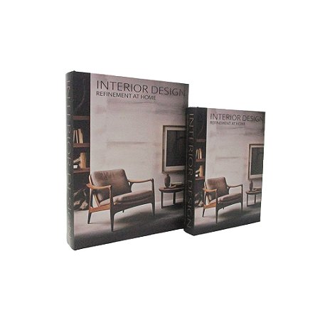 CJ DE LIVROS CAIXA INTERIOR DESIGN BEGE E MARROM 2PCS