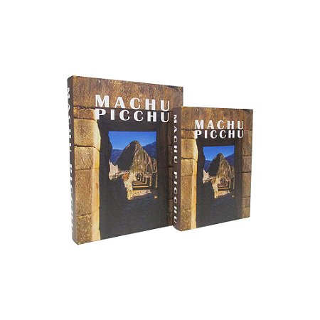CJ DE LIVROS CAIXA MACHU PICCHU MARROM 2PCS