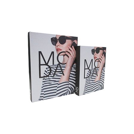 CJ DE LIVROS CAIXA MODA PRETO E BRANCO 2PCS