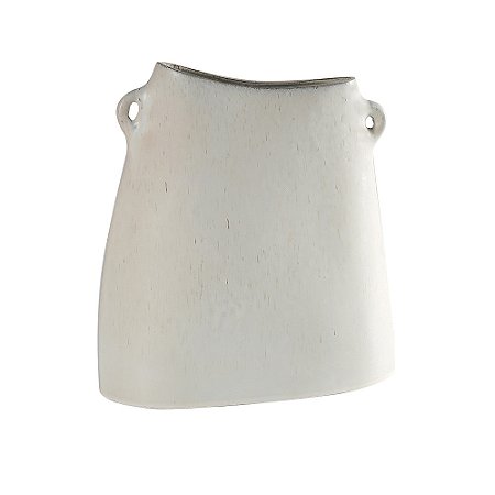 VASO DECORATIVO COM ALCA EM CERAMICA BRANCO COM DETALHES BEGE