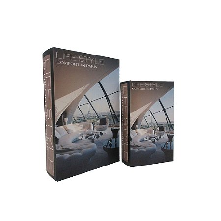 CJ DE LIVROS CAIXA LIFE STYLE BRANCO E MARROM 2PCS