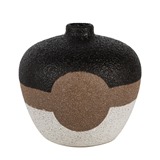 VASO DE CERAMICA BEGE MARROM E PRETO