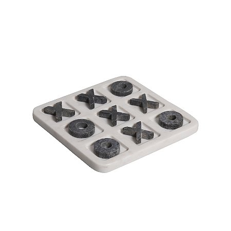 JOGO DA VELHA DECORATIVO EM MARMORE BRANCO E CINZA